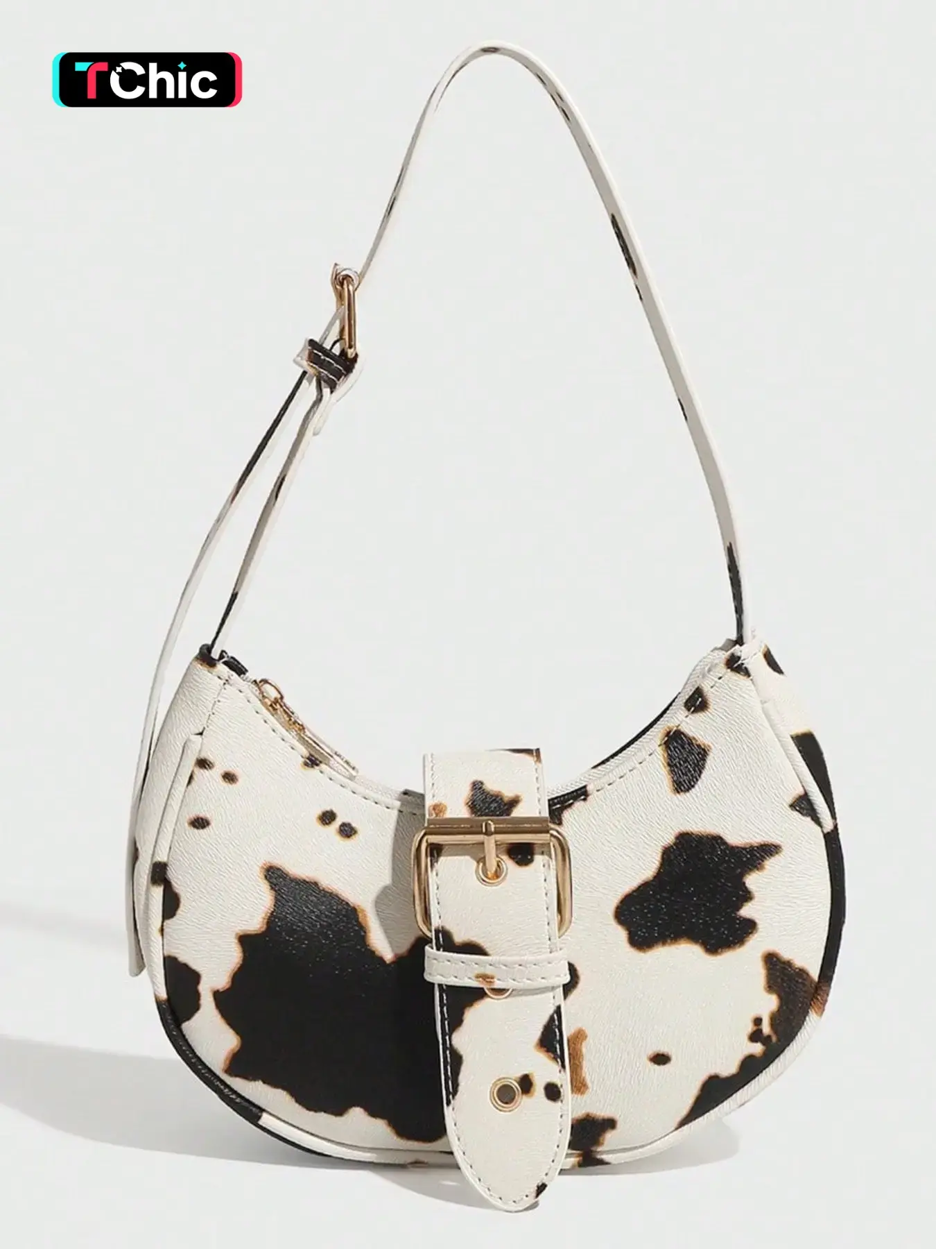 Fashionable Cow Print Shoulder Bag, Casual Versatile Underarm Bag for Women, Trendy All-match Y2K Commuter White Bag for Daily Used, Handbag Shoulder Bag, Crossbody Shoulder Handbag, Casual Shoulder Purse