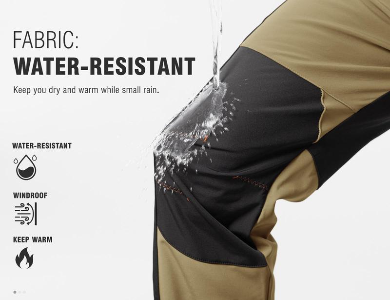 2 PACK Men's Snow Ski Hiking Pants Waterproof Winter Fleece Lined Pants Camping  Ice Fishing Pants with Belt High Rise Joggers High Waisted Joggers