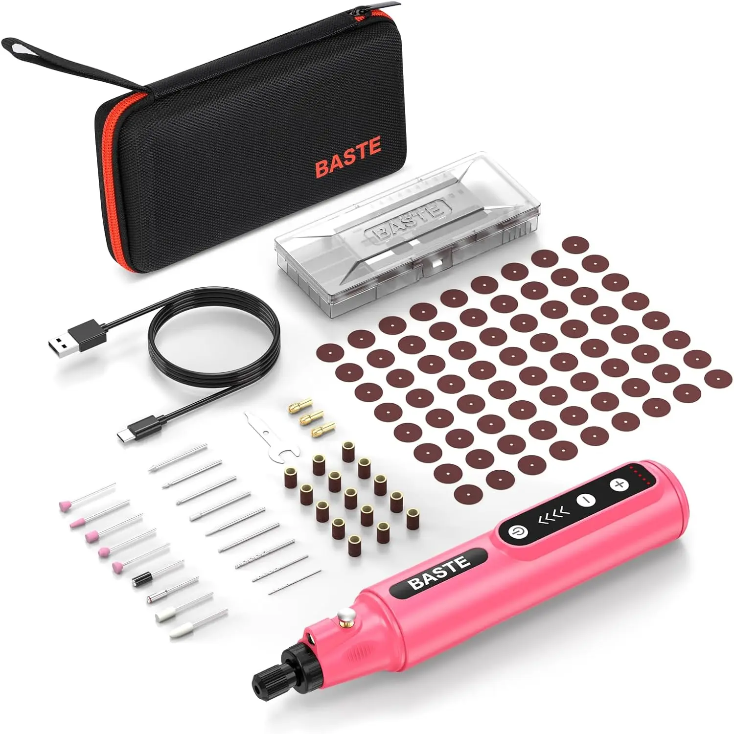 Mini Tool Kit - 5 Speed 18000RPM, 109 Accessories 2000mAh Type-C Charging Tool for 3D Printing,, Sanding, Polishing, Drilling, Etching, Engraving (Pink)