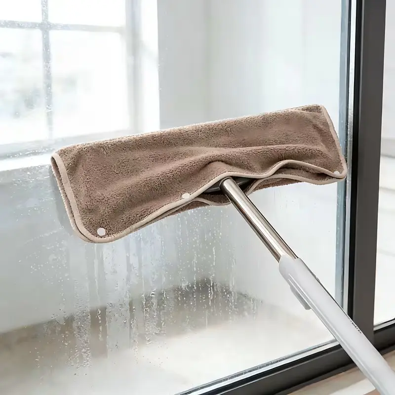Floor Scrubbing Mop Set, Clip-On Cover Cloth, Coral Fleece Floor Cleaning Cloth, Absorbent Mop Pad, Thick, Non-Shedding