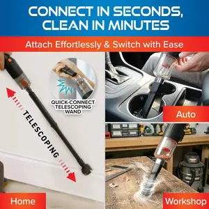 Handheld Vacuum with 3ft Extension Wand Cordless 2-in-1 Blower & Portable Car Vacuum Cleaner Mini Hand Vacuum for Furniture Keyboard & Tight Spaces with 8-Piece Attachment Kit