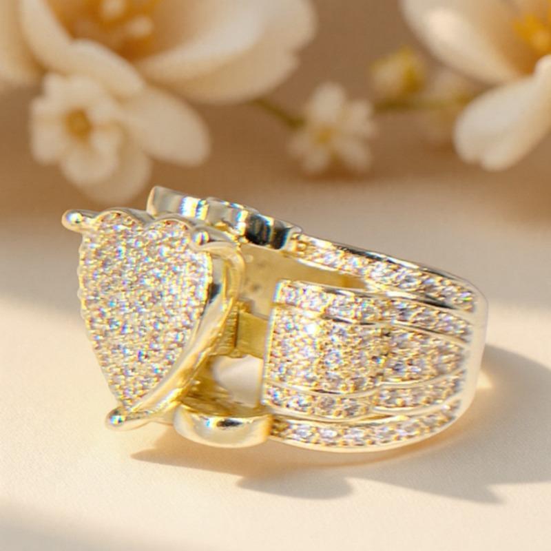 Gothic Heart-Shaped Hip-Hop Cubic Zirconia Ring Unisex Design Suitable for Wedding Engagement Anniversary Ideal Gift for Valentine's Day Mother's Day Daily Casual Fashion Jewelry