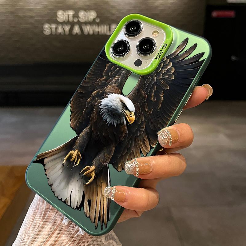 Case for iPhone 16 Pro Max 15 Plus 14 13 12 11 XS XR Bald eagle Shockproof Silicone PC Back Protective Smartphone Cover Black