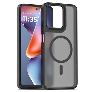 Phone Case - Phone Case for Moto G Play G Power Stylus 5G Edge 2026/2025, Semi-Transparent Matte Back Cover with Magnetic Ring, Lightweight Protective Shockproof Anti-Fall Protection