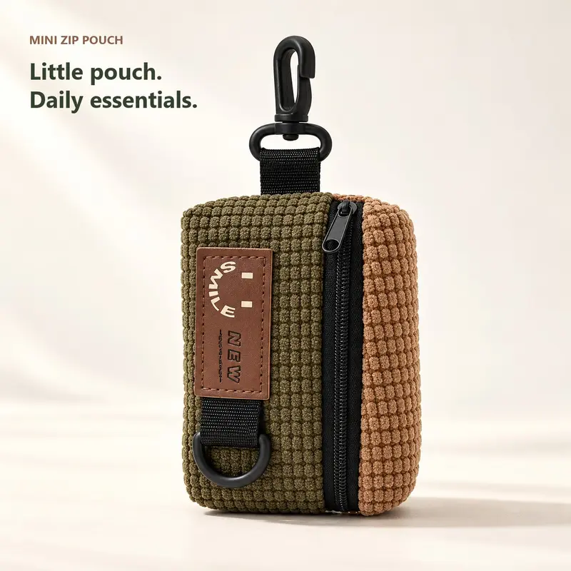2027 Portable Small Compact Bag with Zipper, 1 Count Lightweight Coin Purse, Multipurpose Earphone Bag, Storage Bag for Home & Travel