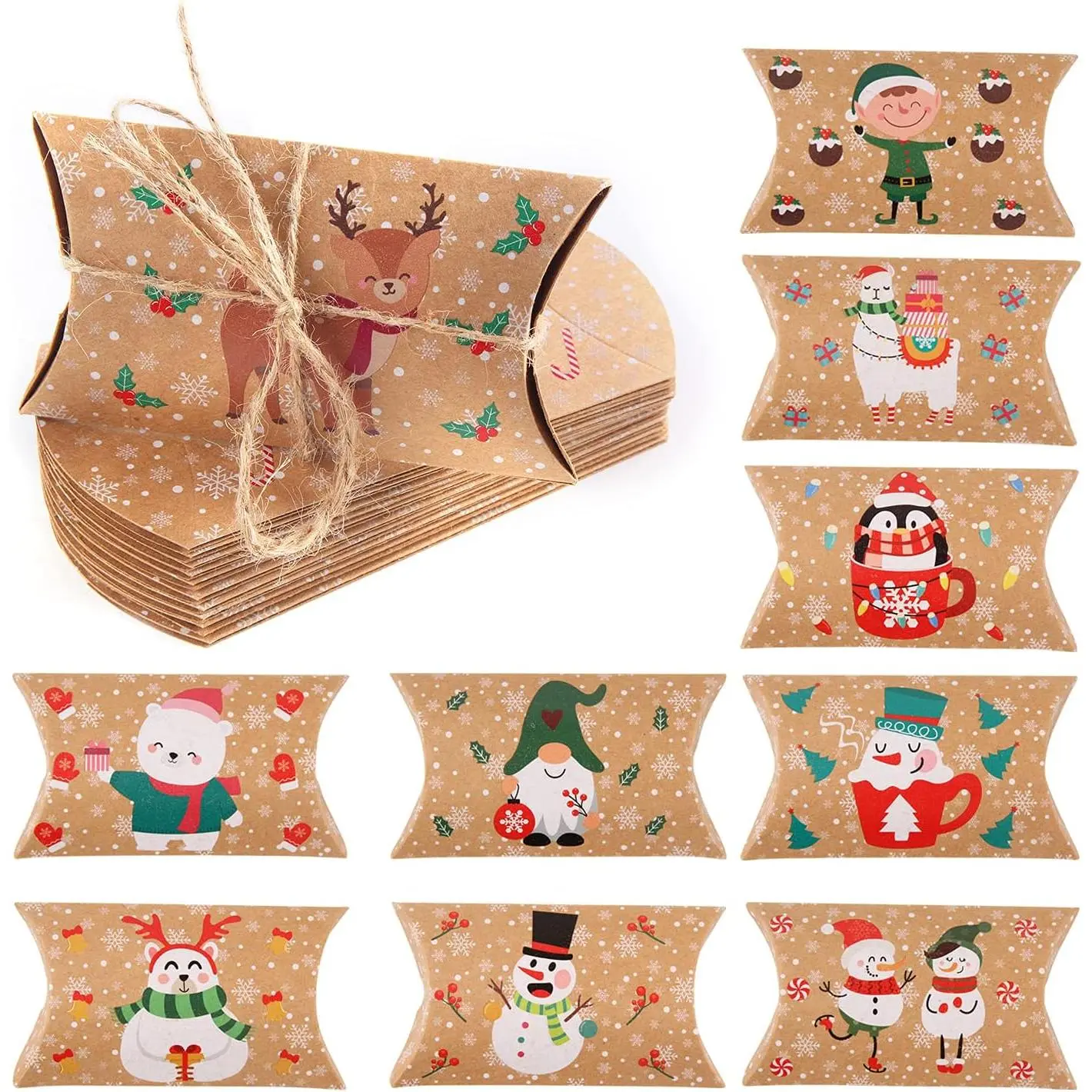 Christmas Small Boxes, 36  Pillow Boxes Candy Jewellery Box for Christmas Party Favor