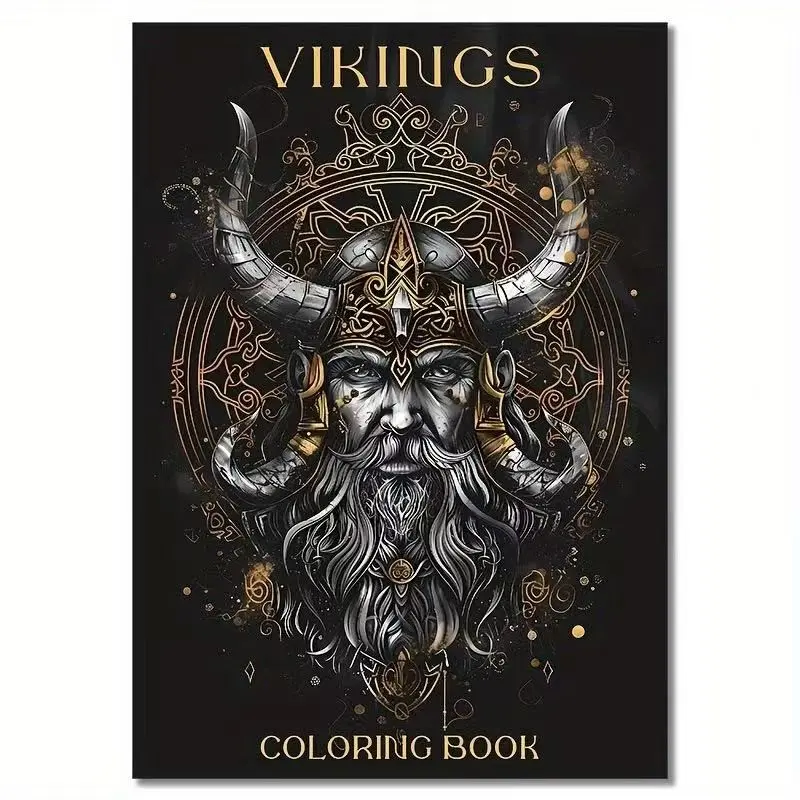 Adult Stress Relief Coloring Book & Kids Coloring Learning Supplies, Vikings Coloring Book For Adults, Nordic Viking Warrior Detailed Line Art, Stress Relief Adult Coloring Pages, Unique Gift For Viking & Norse Mythology Lovers