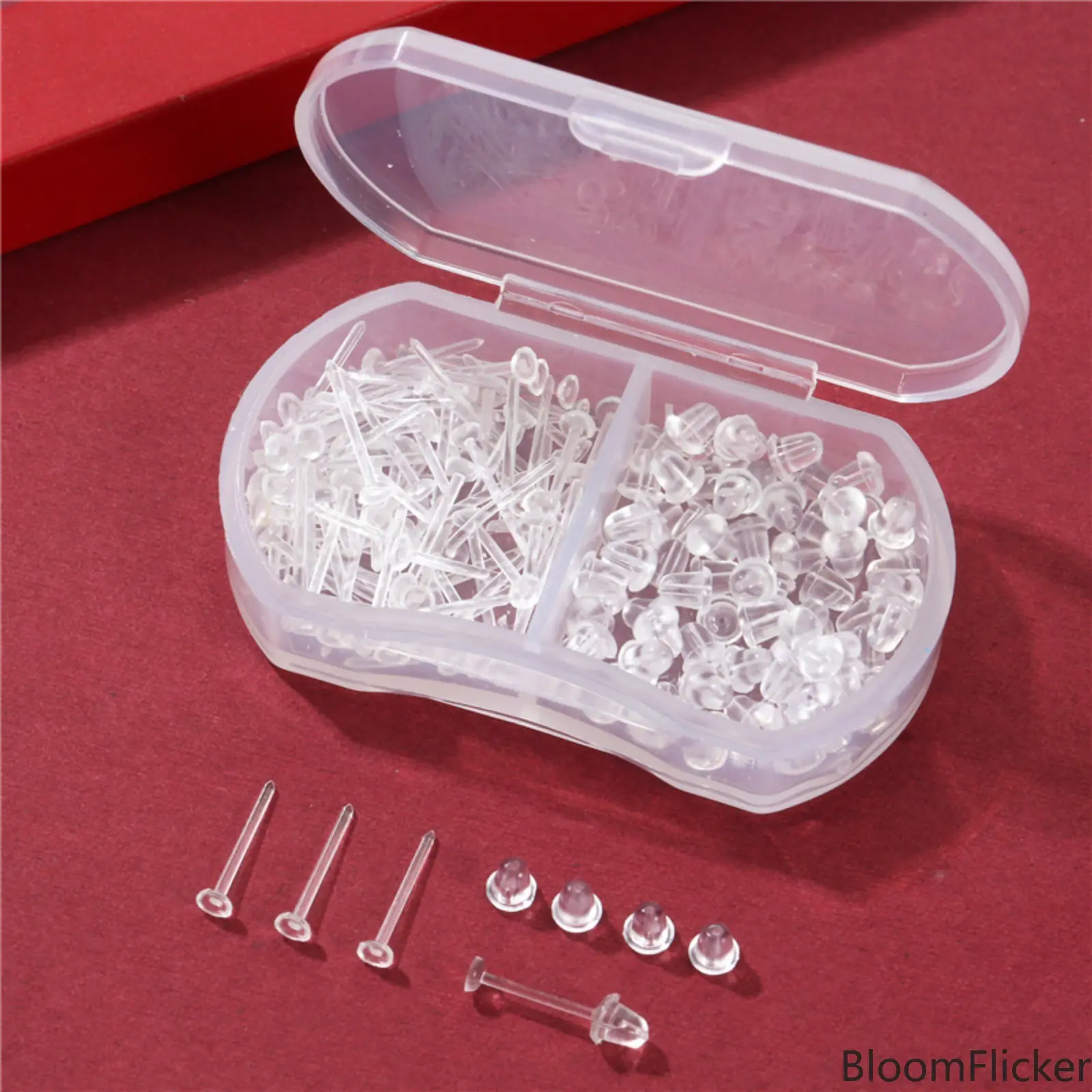200Pcs Clear Invisible Flat Plastic Ear Studs, Soft Silicone Transparent Discreet Earrings, Hypoallergenic Ear Jewelry for Sensitive Ears, Minimal Hidden Accessories for Sports, Workplace & Daily Casual Wear