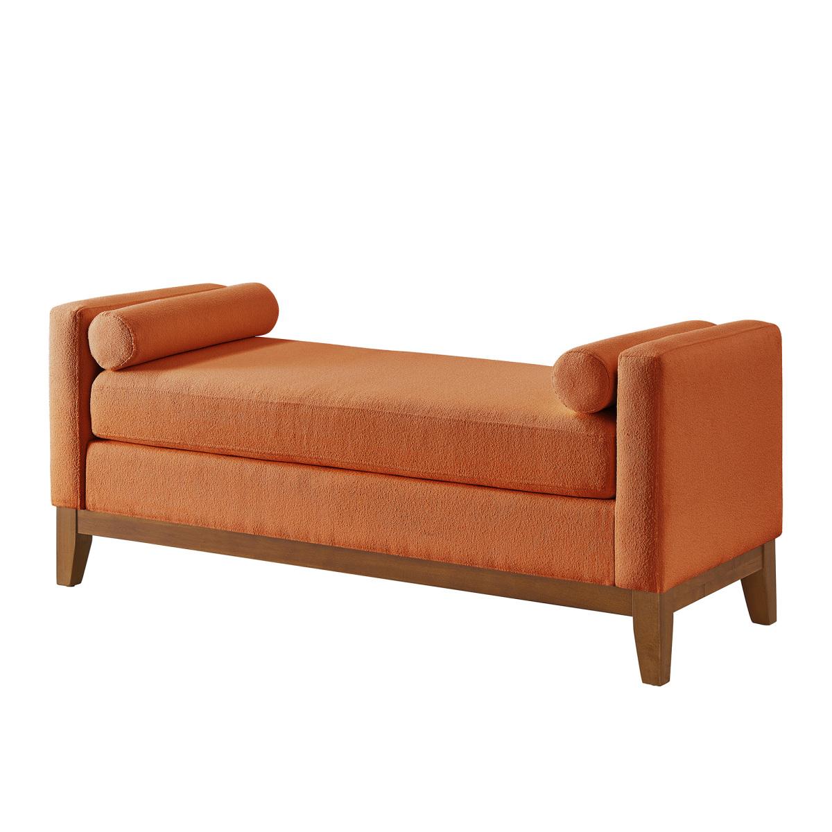 Large Upholstered Boucle Fabric Ottoman with Pillows,Comfort Padded Window Bench for Living Room,Entryway Bench