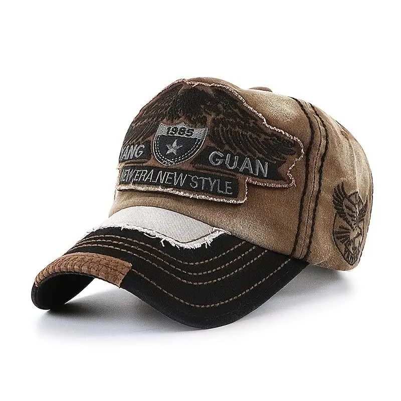 Men's Vintage Style Breathable Baseball Cap with Falcon Embroidery - Adjustable Mesh Trucker Hat, Perfect Birthday Gift