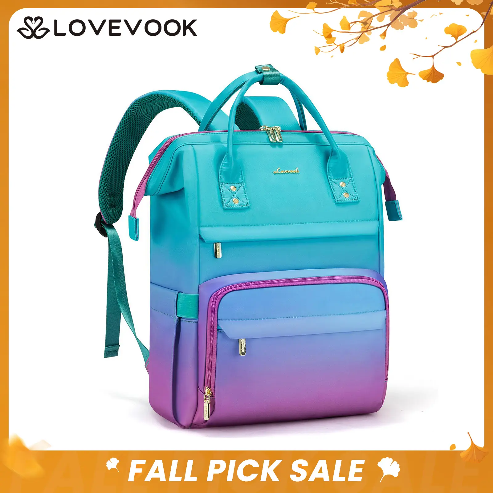 LOVEVOOK Gradient Laptop Backpack - Waterproof Work Computer Bag for College, Nurse, Travel, Work, Carry-On, Supplies for Teacher, Gift for Valentine's Day TikTokFallDealsForYou