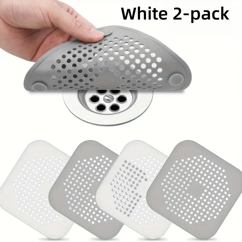 2pcs Silicone Floor Drain Stickers with Suction Cup, Anti-Clog Drain Filter Pad, Multipurpose Drain Cover for Bathroom Kitchen Sink Floor Drains