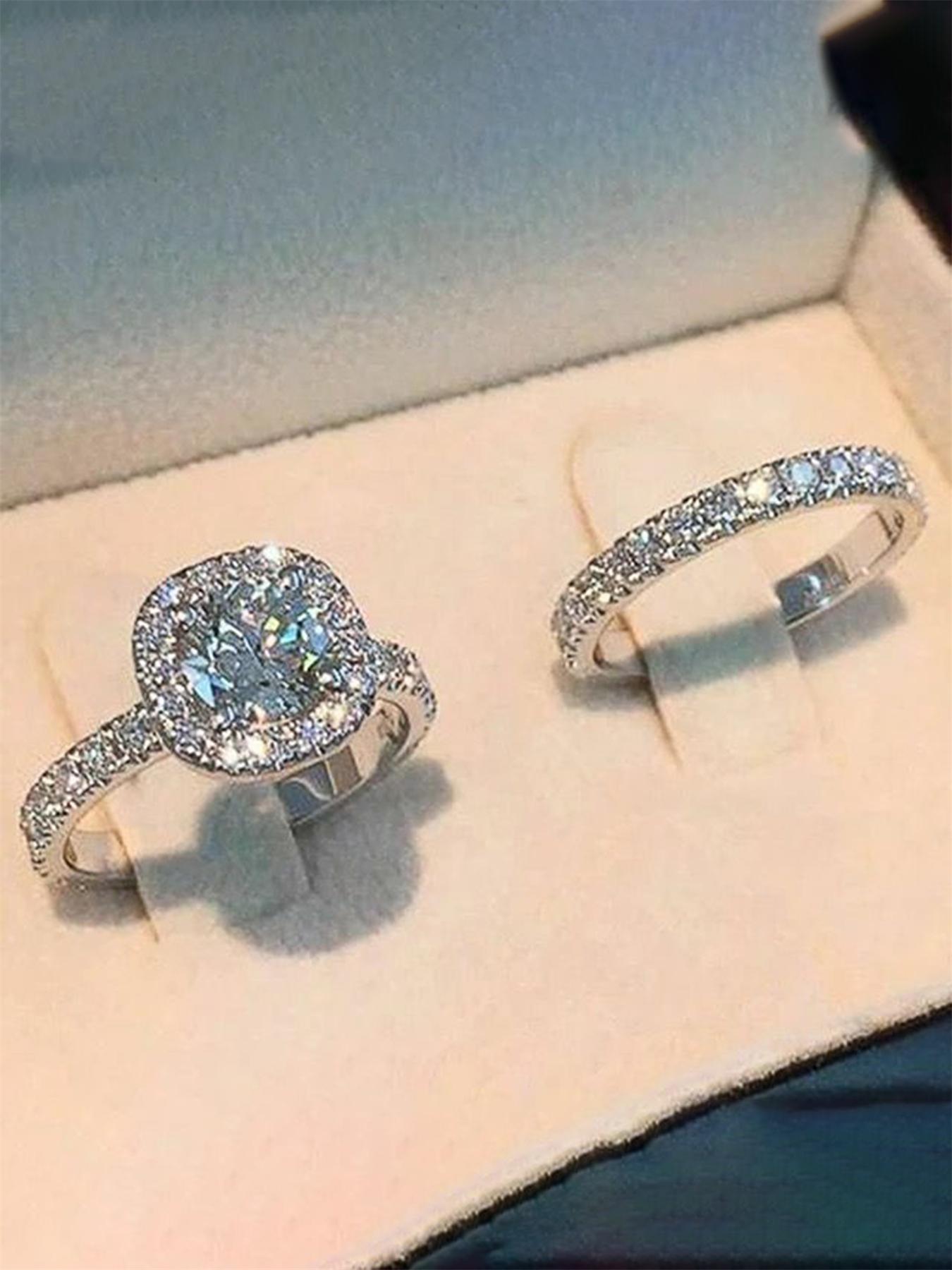 S925 Sterling Silver Fashionable Ring, Gifts for Girlfriend, Elegant Engagement Ring for Women, Pave Engagement Ring, Trendy All-match & Exquisite Jewelry for Birthday Gift, Gift Ideas for Women, Valentine's Day, Gift, Fashion Engagement Rings