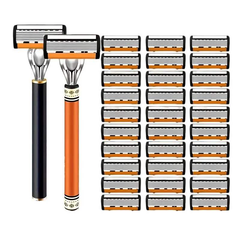 6-blade stainless steel razor set Shaving Tool for a smooth, comfortable shave on face, legs, and underarms — sharp, durable, and a great holiday gift.