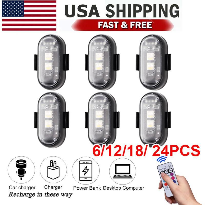 6/12/18/24 PCS RGB Led Aircraft Strobe lights Motorcycle Lights LED Flash Position Wireless Light Aircraft Airplane Helicopter Warning Lights Car Interior Lighting