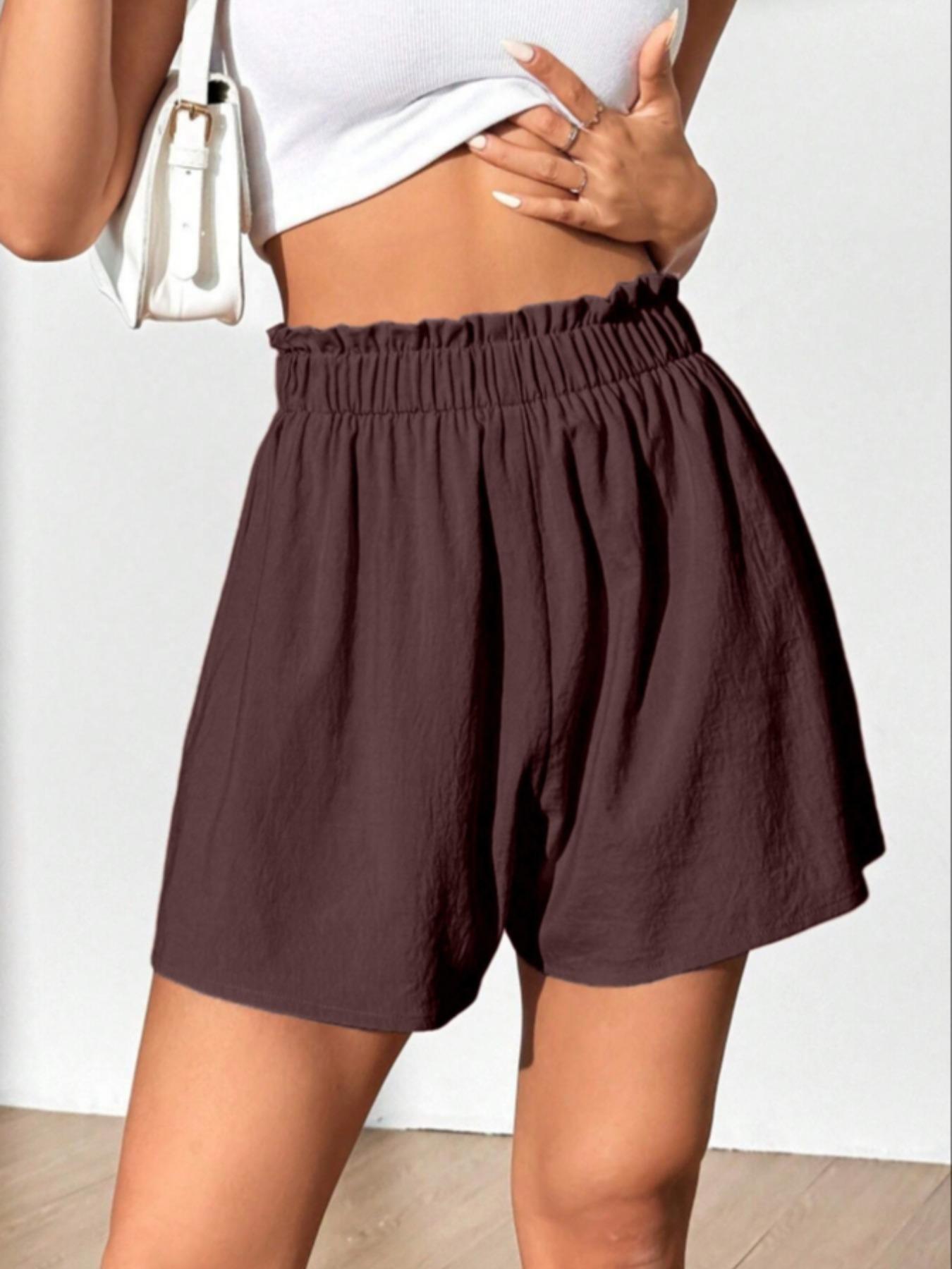 Women's Solid Color Wide Leg Shorts, Casual Relaxed Shorts, Casual Comfy Bottoms for Daily Wear, Ladies Bottoms for Summer
