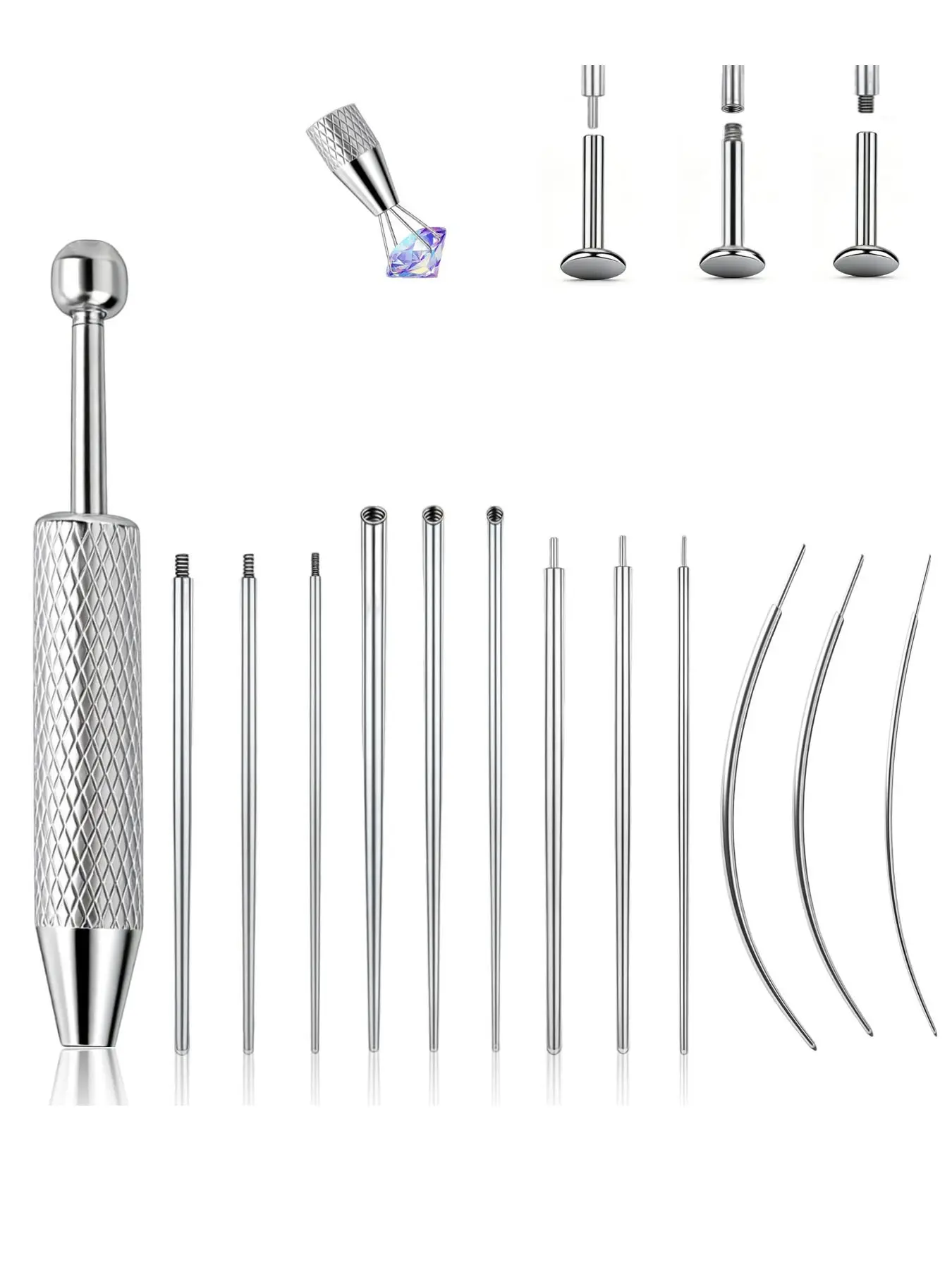 Piercing Taper Ball Grabber Tool for Changing Jewelry - 14G 16G 18G Stainless Steel Flat Back Earring Applicator Tool Piercing Kit for Ear/Nose/Eyebrow/Tongue/Navel/Nipple/Lip