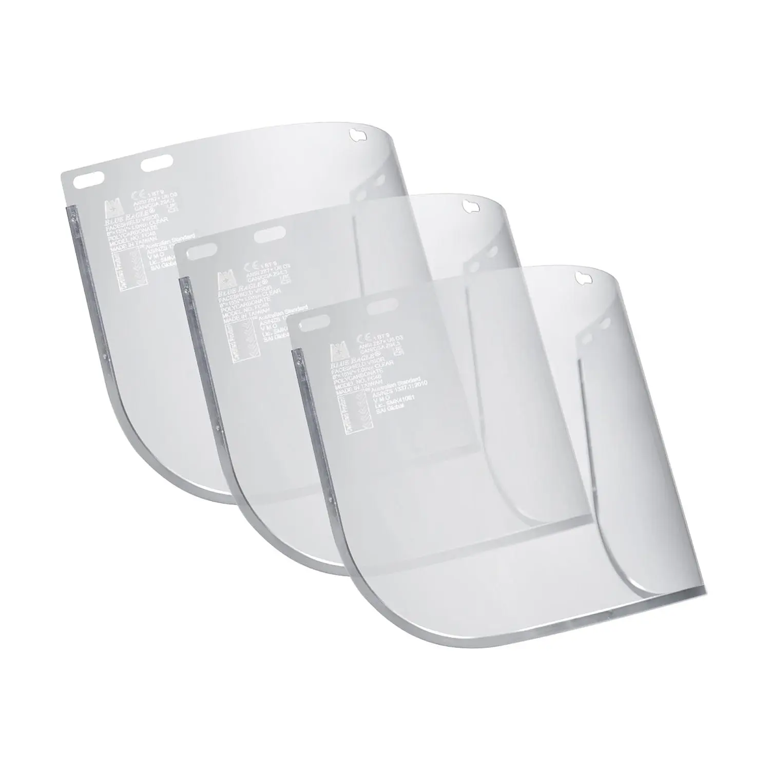 Aluminum Edge Clear Face Shield, 3-Pack, for Workshop Safety