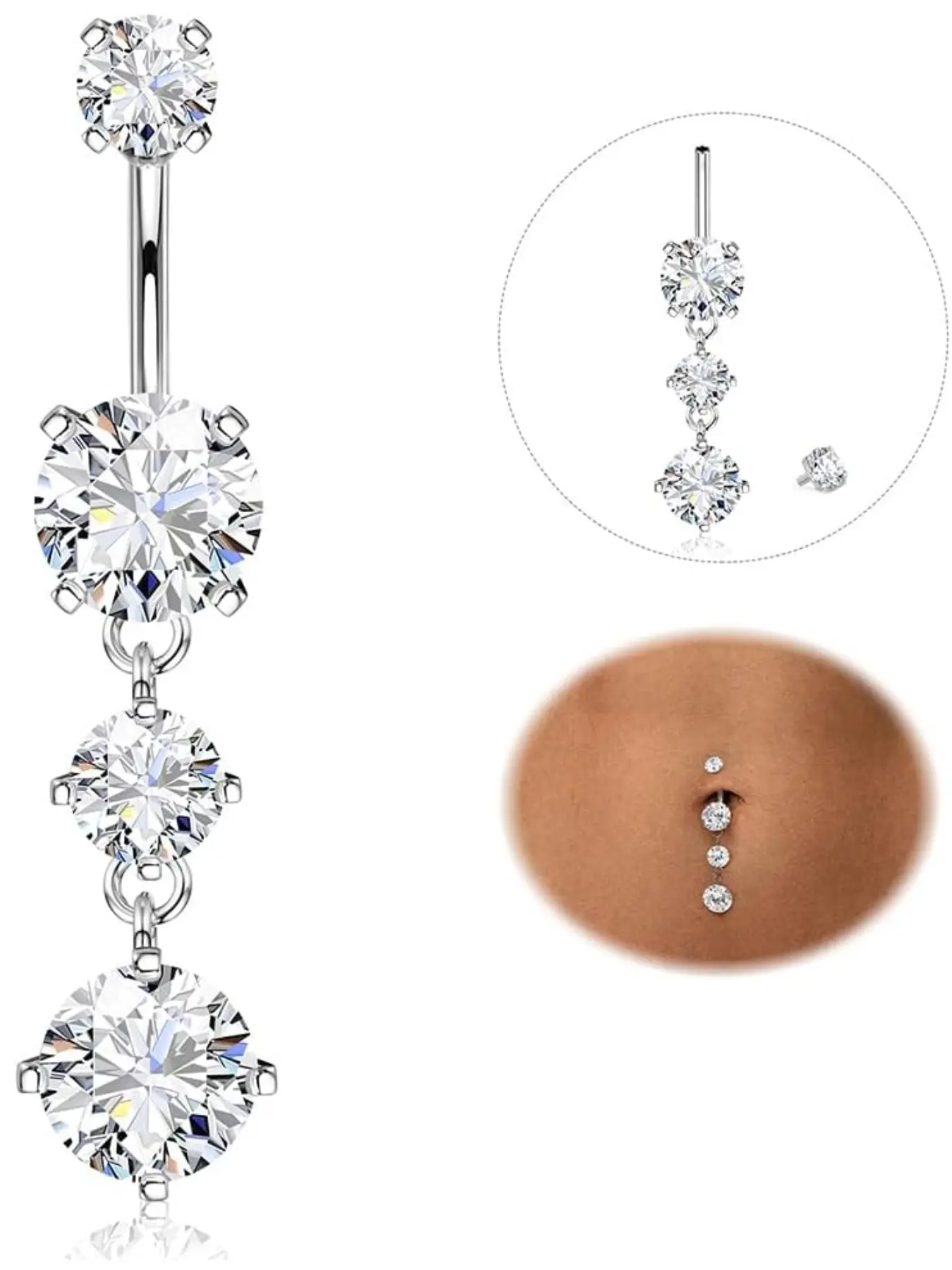 14G Titanium Belly Bar Dangly Belly Button Bars