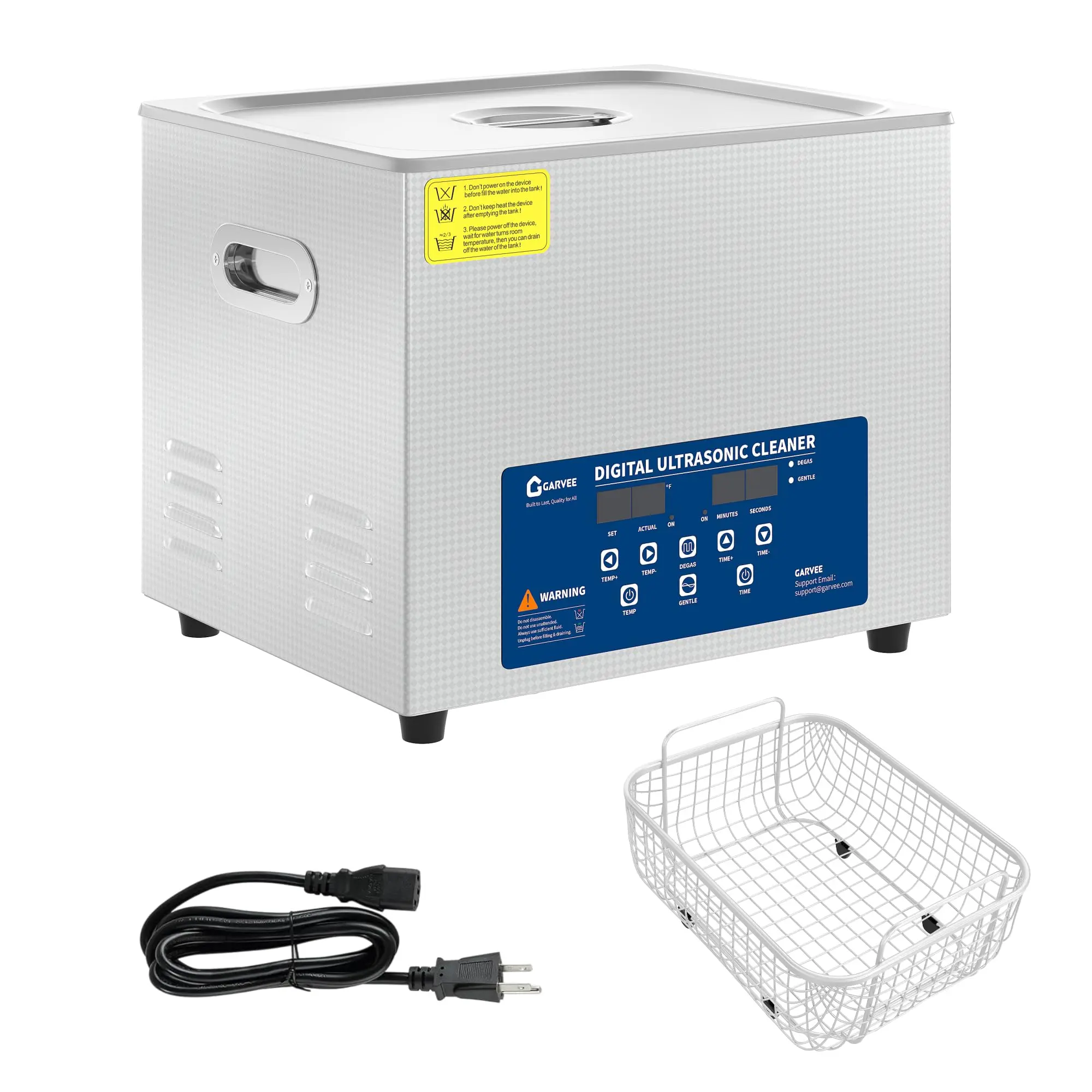 0.8Gal(3L) Commercial Ultrasonic Cleaner, 40kHz Stainless Steel Machine With Digital Timer, Heater & 3 Cleaning Modes For Jewelry Watches Glasses Small Precision Parts