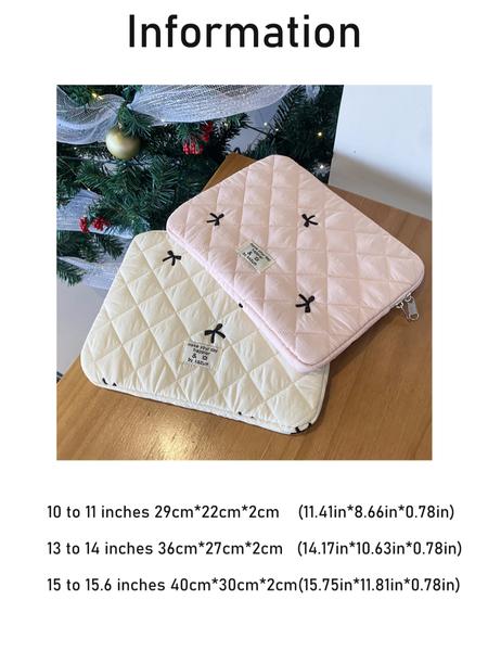 Cute Lingge Embroidered Bow Tablet Bag Laptop Bag compatible with Macbook Full of Girl Hearts Laptop Cover