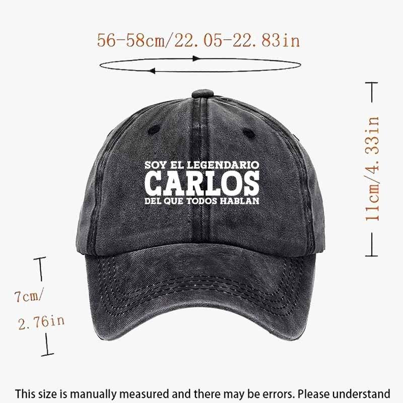 Carlos Legend Baseball Cap - Black with White Text, Adjustable hat, Breathable Mesh Back, Perfect for Outdoor Travel & Casual Wear, Outdoor Headwear |   Adjustable Cap |   Durable Headgear
