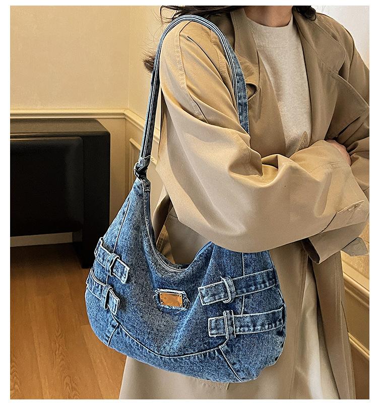 New Fashion Large Capacity Denim Crossbody Shoulder Bag for Women Casual Storage Bag Textured Casual and Versatile Coach Bag