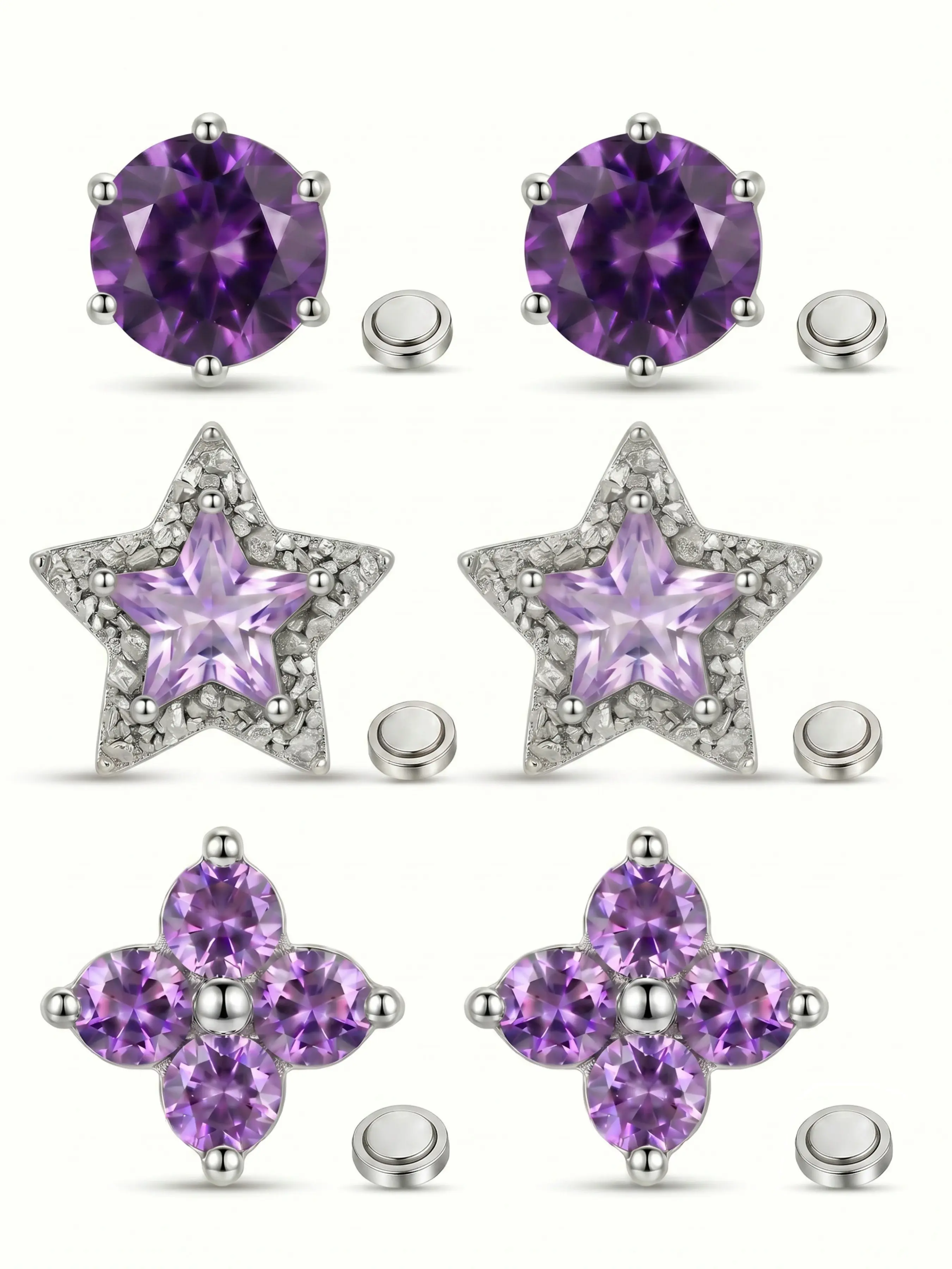 Multi-Shape Glitter Crystal Alloy Material Magnetic Acupressure Ear Clips, Non-Piercing Magnetic Therapy Ear Cuffs, Unique Design Stress Relief Jewelry for Women