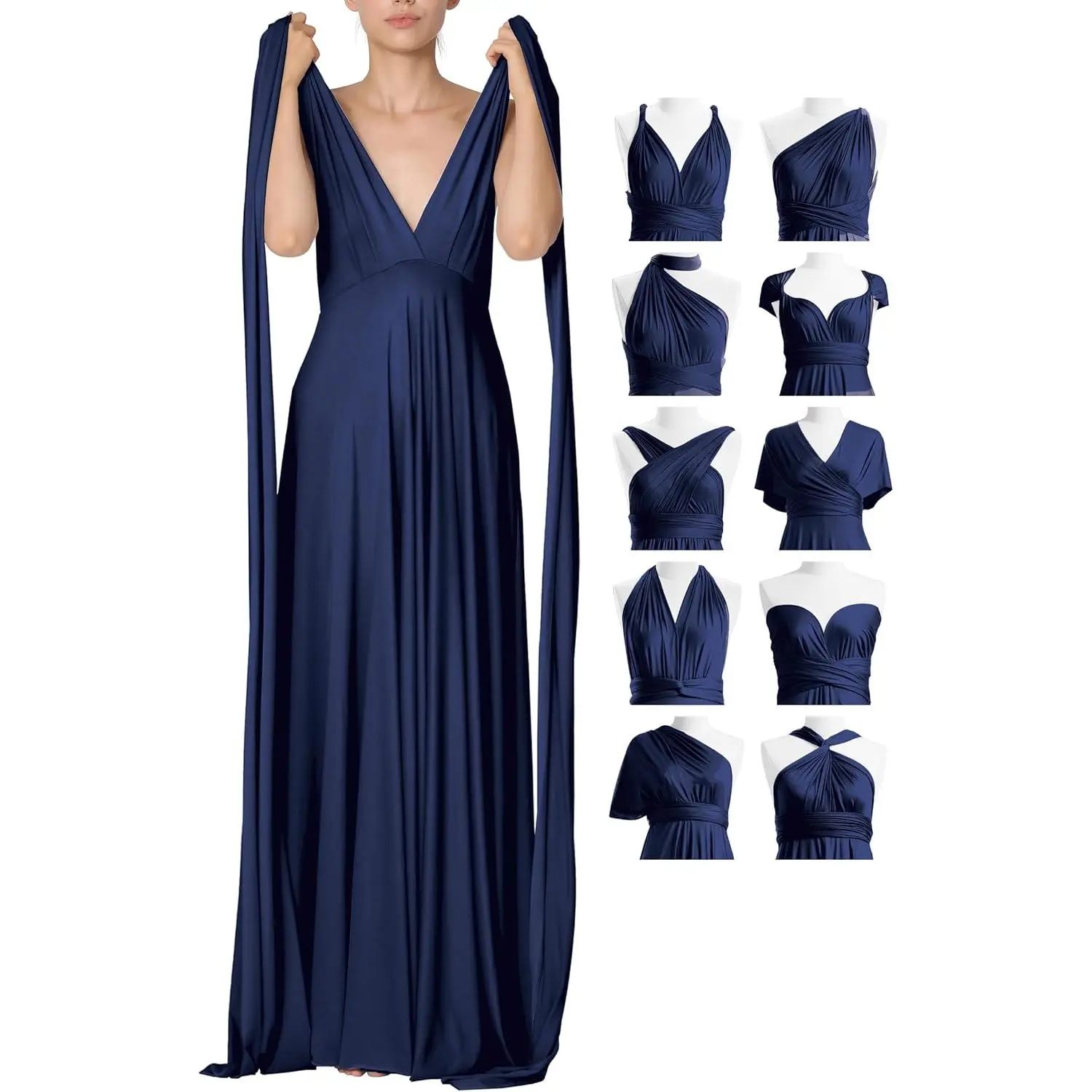 Women's 72-Style Breathable Fabric Infinity Wrap Maxi Dress - Elegant Cocktail Evening Gown for Wedding Guests, Matching Formal Wear, Elegance, Maternity