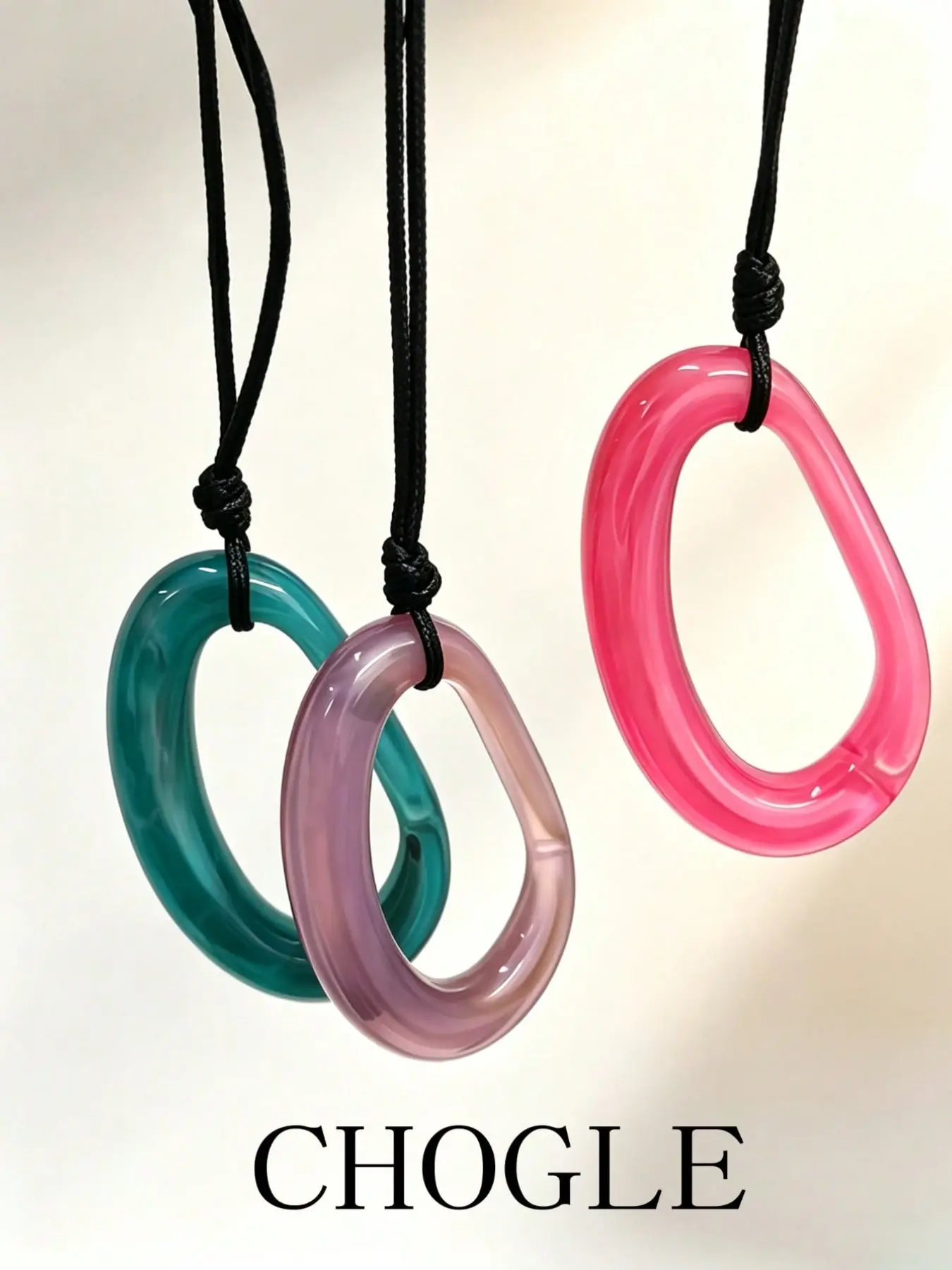 1pc Irregular Hollow Oval Pendant Necklaces for Women, Adjustable Black Cord Choker Necklaces, Multicolor  Open Loop Neck Jewelry Daily Wear Gift