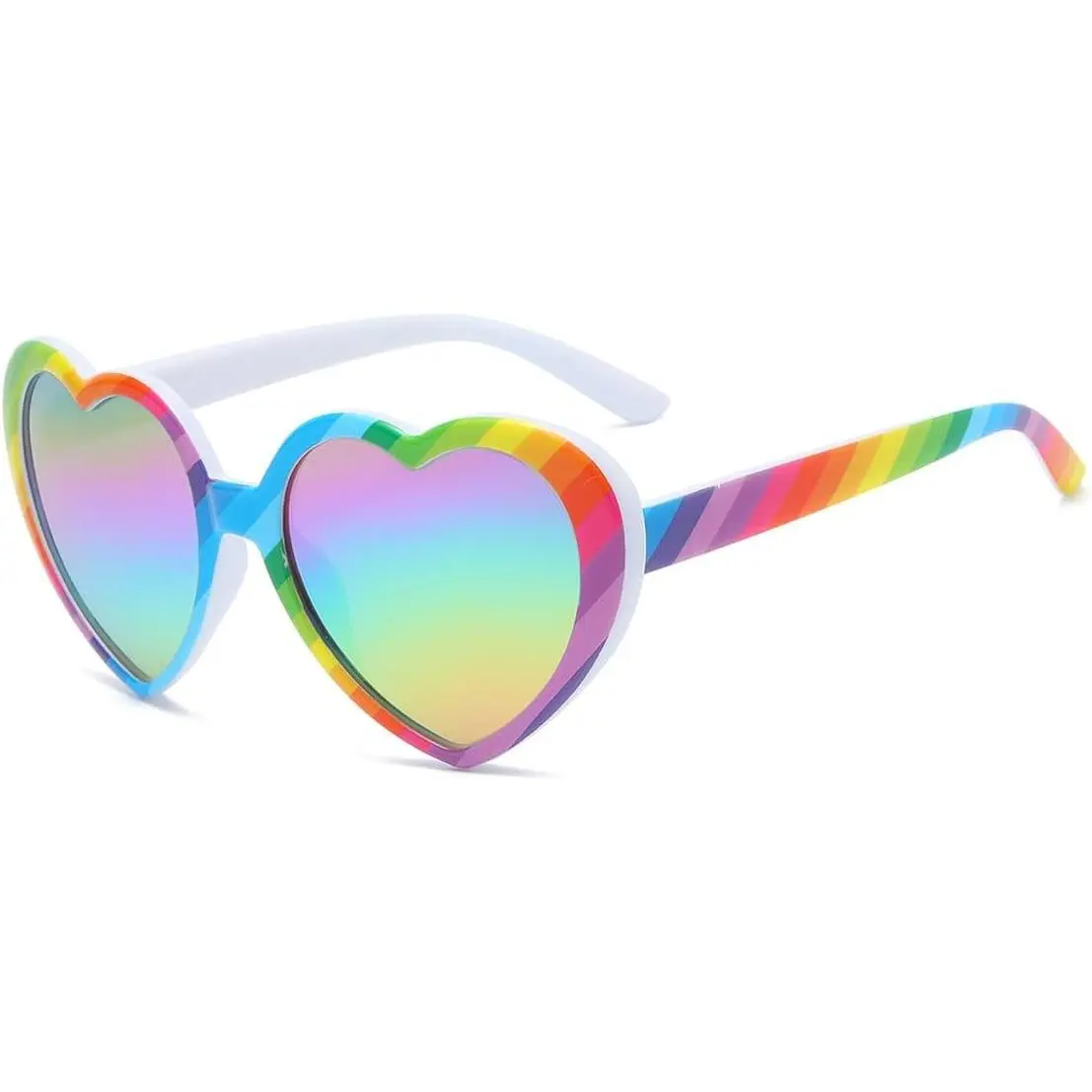 Polarized Rainbow Heart Sunglasses for Kids Girls Ages 3-8 and Adults(Gift)