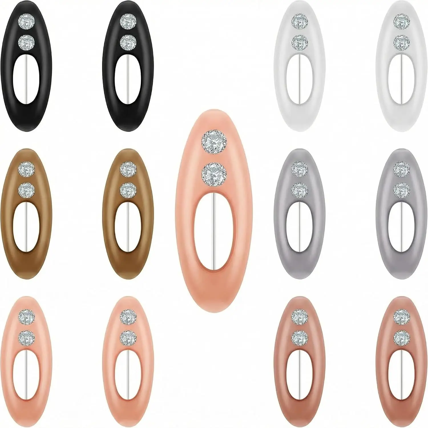 12 count Rhinestone Hijab Pins for Women - Sparkling Colorful Plastic Scarf Clips, Non-Slip Rustproof Safety Pins for Shawls & Hijabs