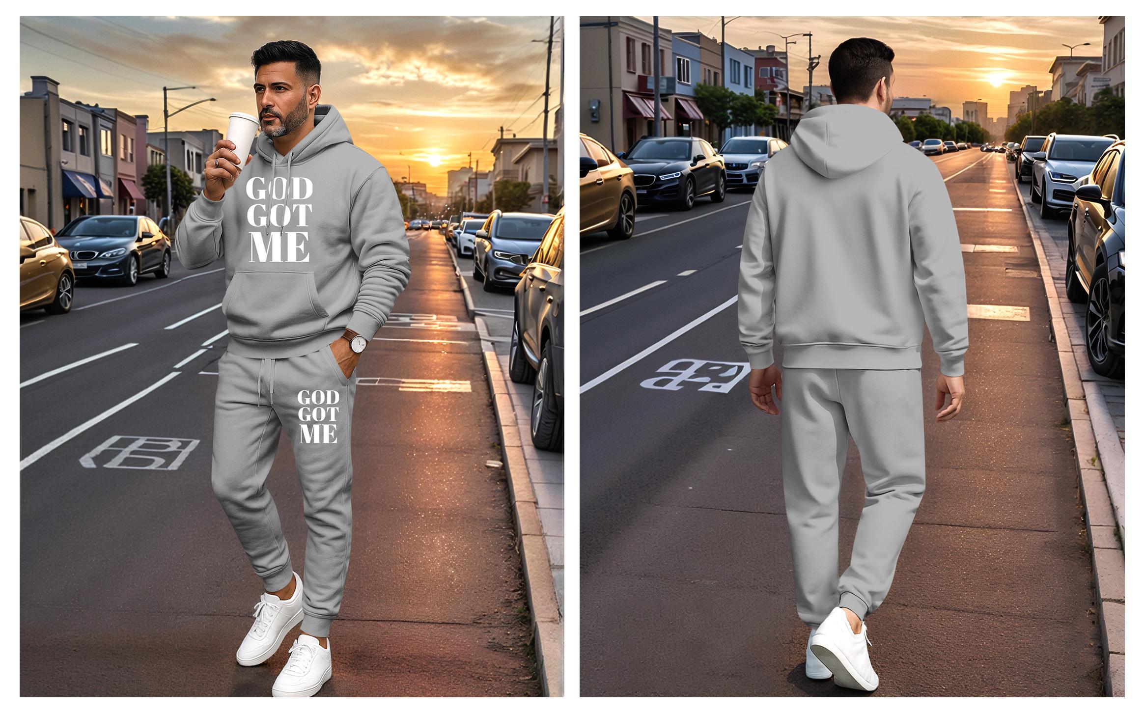 Men's God Got Me Letter Printed Hoodie and Drawstring Sweatpants Set, Menswear, Casual Athletic Long Sleeve Hooded Jacket & Trousers for Fall & Winter, Men's Clothing for Daily Wear, Sportswear Indoor Outdoor, Tracksuit, Athleisure Summer Clothes Men's God Got Me Letter Printed Hoodie and Drawstring Sweatpants Set, Menswear, Casual Athletic Long Sleeve Hooded Jacket & Trousers for Fall & Winter, Men's Clothing for Daily Wear, Sportswear Indoor Outdoor, Tracksuit, Athleisure Summer Clothes