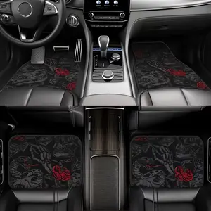 4pcs Set of Dark Mystic Element Car Floor Mats, Suitable for SUVs, Trucks, and Cars -all-weather Mats with a Black Mandala Snake Design, Made of Wear-resistant and Non-slip Material, a Great Gift for Drivers, Vehicle Floor Mats