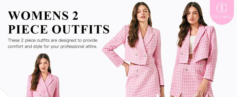 Danedvi Womens Cropped Tweed Blazer Sets 2 Piece Outfits and Mini Skirt Sets Business Casual Suits