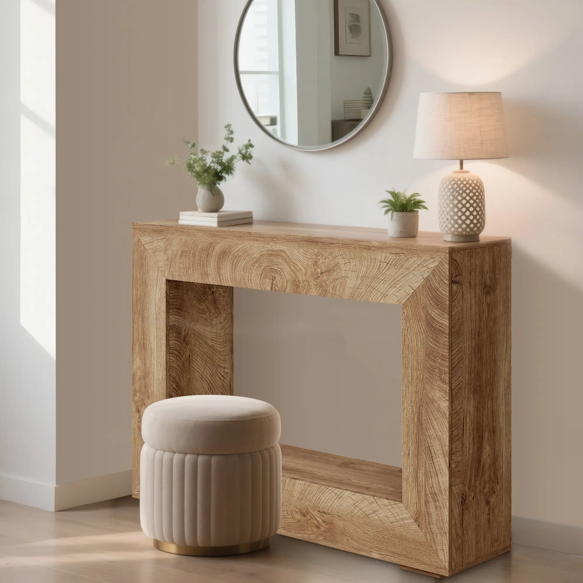 47" Farmhouse Narrow Console Table with Storage | Narrow Console Accent Table with Storage Behind Couch Open Storage Farmhouse for Entrance Hallway Living Room Foyer