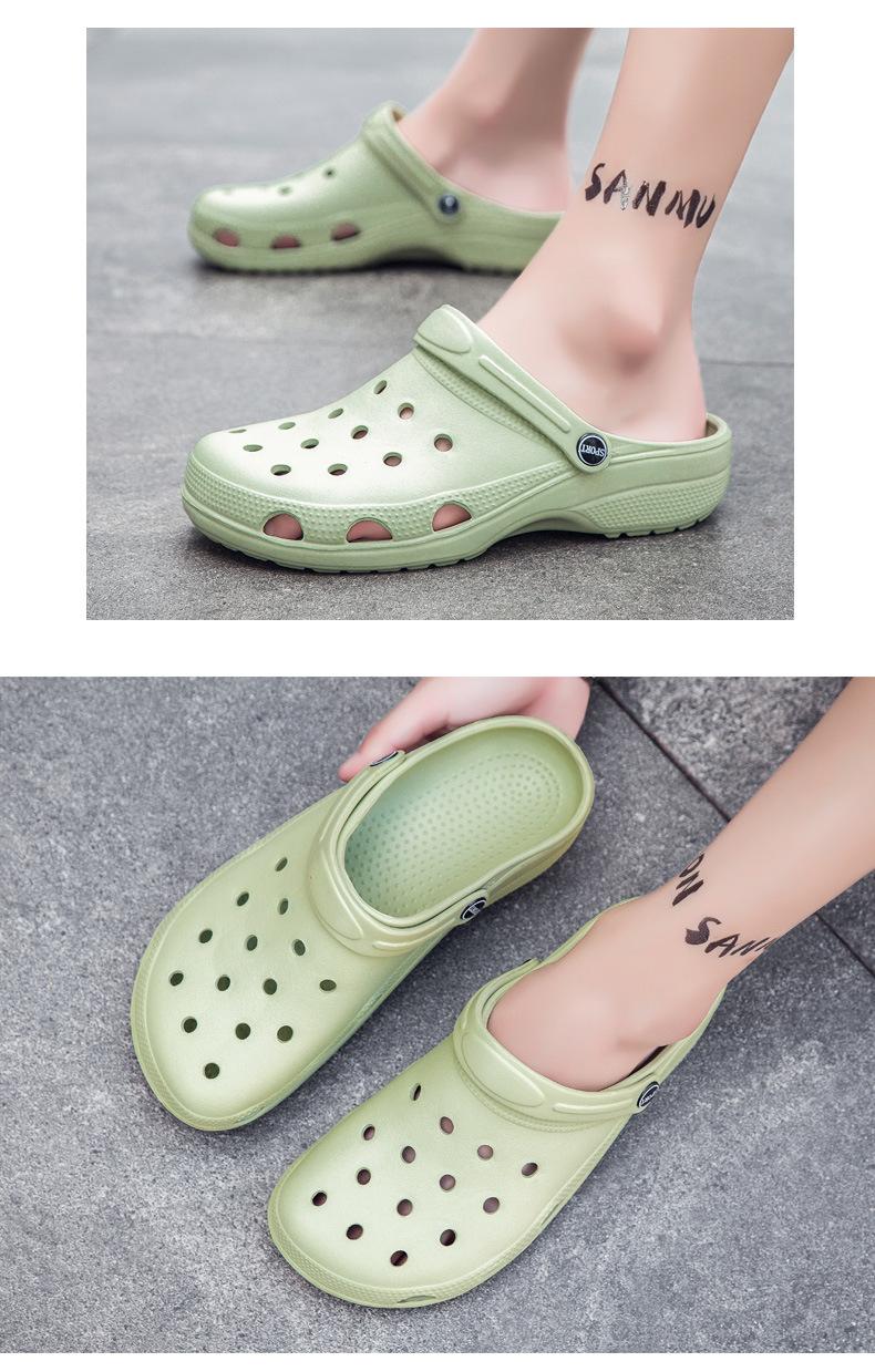 Mimilove Unisex Sandals Garden Clogs Women's Summer New Solid Color Slippers Couple Closed-Toe Beach Sandals Beach Clogs