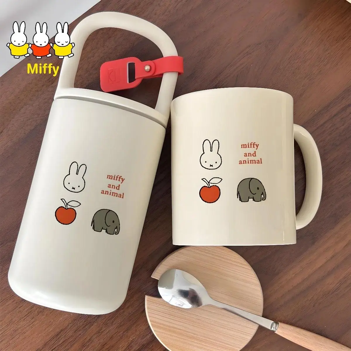 Kawaii Miffy Rabbit Mug Cute Cartoon Miffy Rabbit Elephant Pattern Ceramic Cup Coffee Cup A Gift for Girls