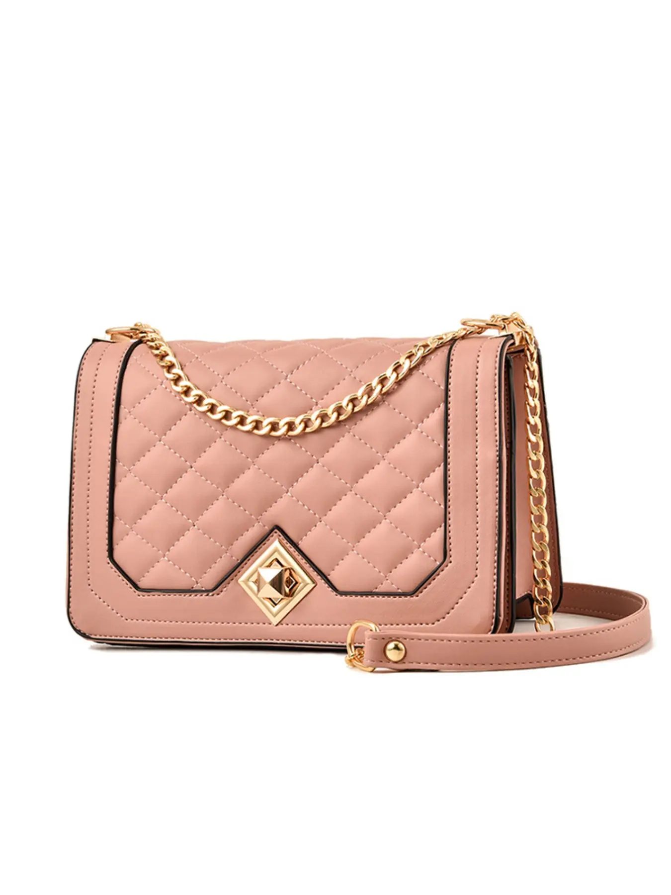 Luxury Rhombus Small Casual Crossbody Bag, Adjustable Strap Shoulder Bag, PU Leather, Plain Pattern, Fashionable for Daily Use, Multiple Colors Available
