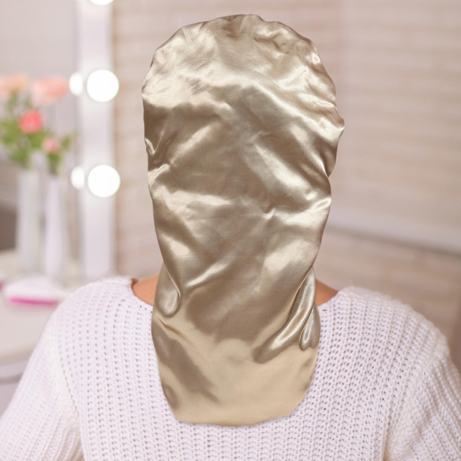 AWAYTR Long Satin Bonnet for Women Double Layer Elastic Silk Bonnet for Braids Hair Sleeping Cap with Tie Band