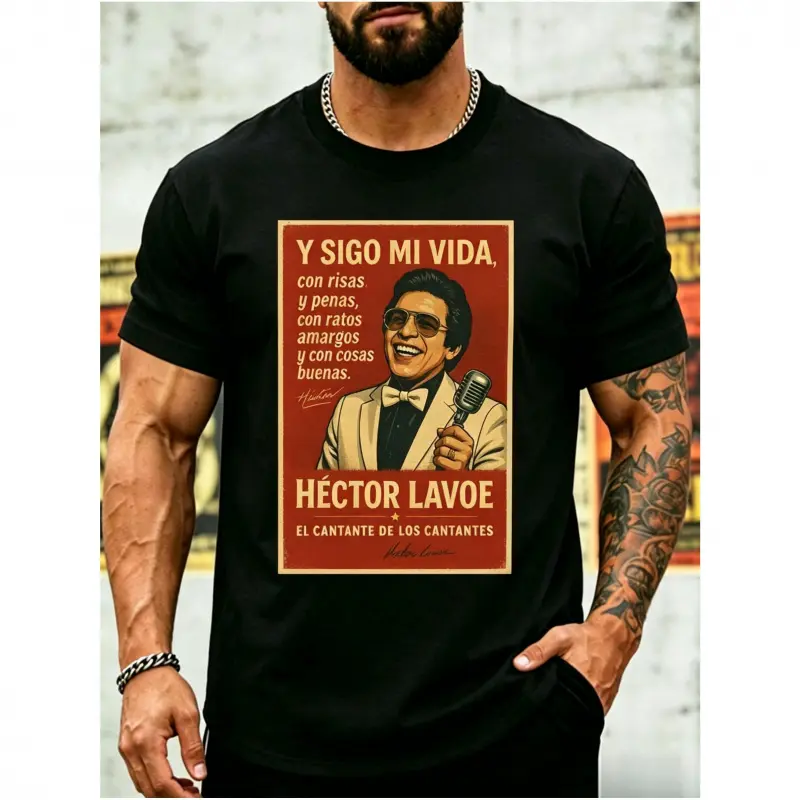 Men's Hector Lavoe Graphic T Shirt Vintage Salsa Music Print Relaxed Fit Polyester Short Sleeve Casual Streetwear For Party Daily Wear Vibrant All Over Print Machine Washable Comfortable Everyday Tops