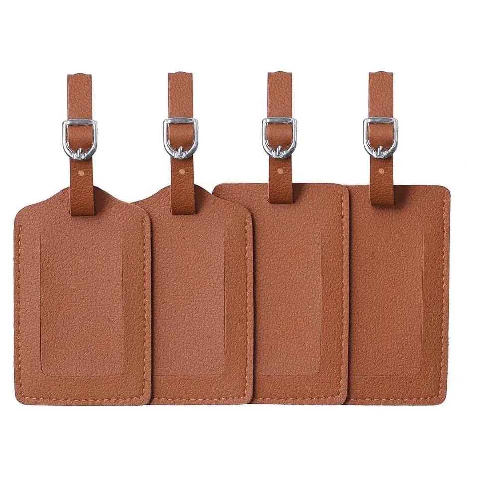 Leather Personalized Luggage Tags, Suitcase Tag Set of 4 PackGift