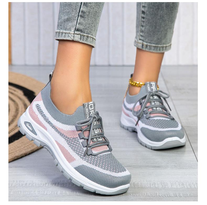 New women's sneakers, fly-knit mesh shoes, low-cut lightweight casual shoes, comfortable and versatile single shoes