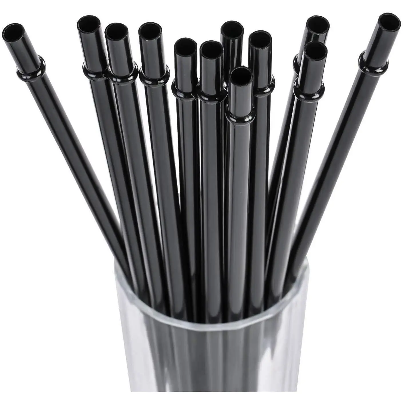 7 Inch Black  Plastic  Drinking Straws for Short Mini 10 oz 12 oz Mason Jar,Tumblers, Set of 12 count Straws with Cleaning Brush (7inch,Black)