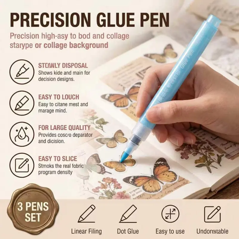 Liquid Glue Pen for Students High Viscosity Quick Dry Precision Control Washable Adhesive for Handmade Crafts Journal Scrapbooking Gift Wrapping Office School Supplies