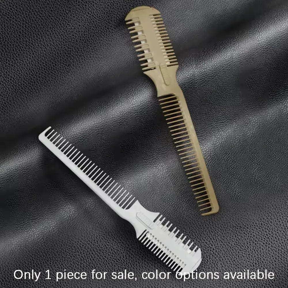 Simple Dual-Color Hair Trimming Comb, Blade-Compatible Thinning Brush, Ideal for Home and Salon Use, Unisex Hair Styling Tool, Hair Care Comb