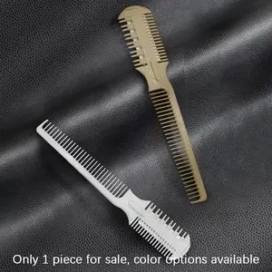 Simple Dual-Color Hair Trimmer Comb, Adjustable Blade Thickness, Home & Salon Use, Unisex Hairstyling Tool, Essential Beauty Accessory