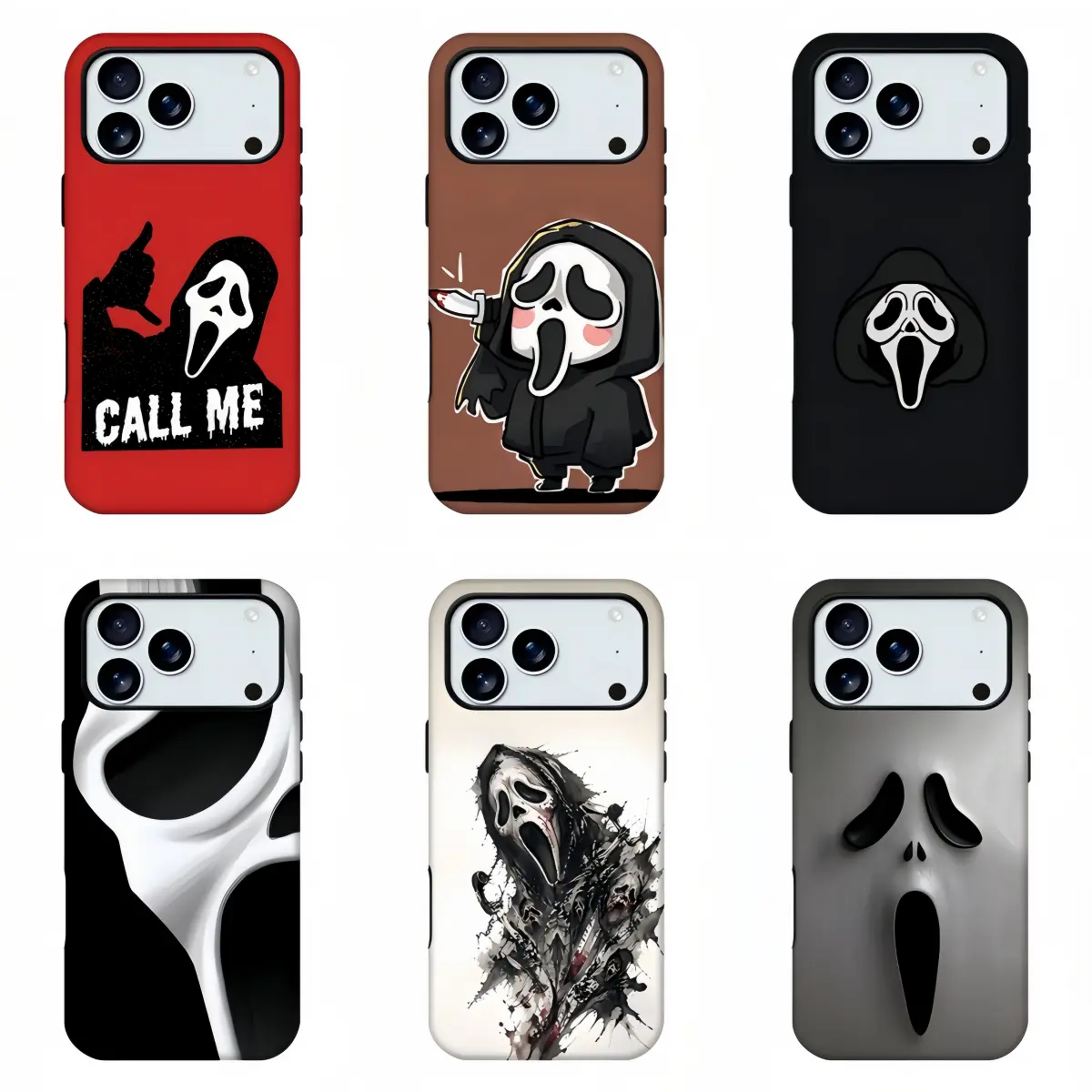 Ghostface Scream Horror Movie Print Phone Case, Cute & Scary Ghost Mask Shockproof Halloween Trendy Fan Mobile Phone Shell for iPhone11 12 13 14 15 16 17pro max and Samsung S21-S26 .Perfect for Her/HimGirly Phone Caseslovely gift