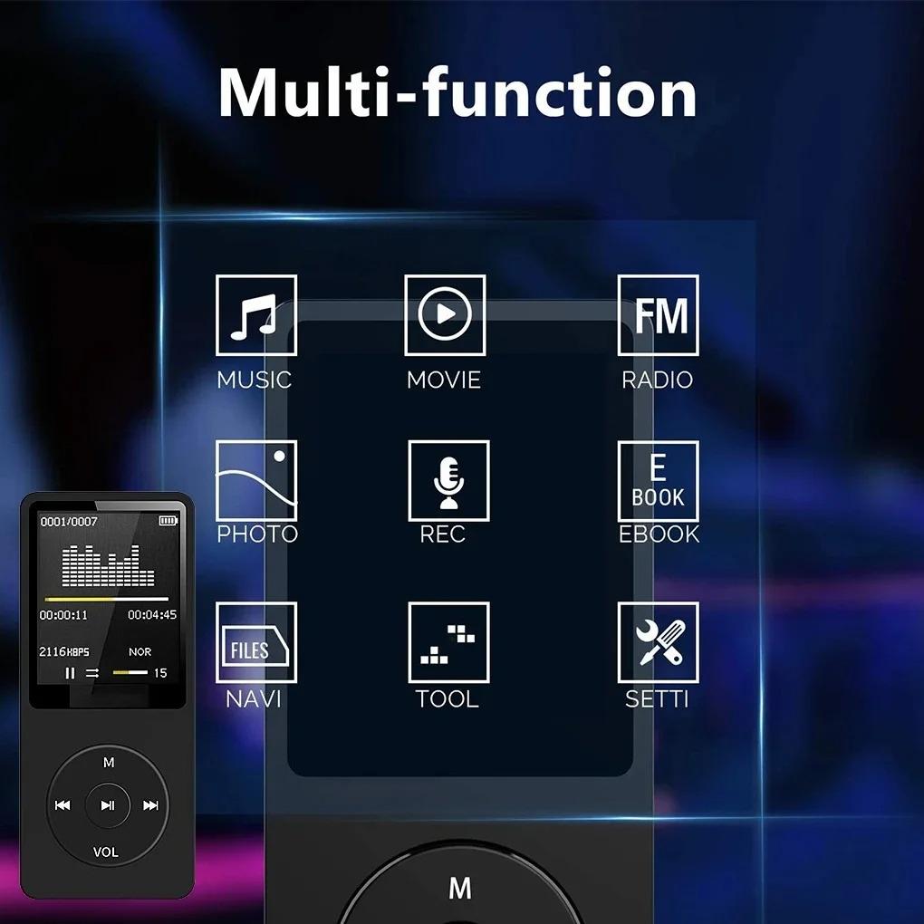 2026 Bluetooth-compatible Mp3 Music Player Lossless Portable Fm Radio External Ultra-thin Student Sports Walkman Mp3 Player Recorder