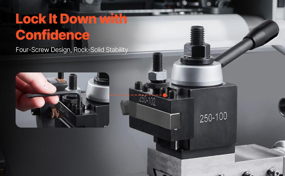 VEVOR Quick Change Tool Post Set, 8 Pcs, Includes Lathe Tool Holders, Wedge Type Tool Post with Turning Tool Holder Accessories, Fit for Mini Lathe Metal Lathe 6-12 Swing, Durable Steel Material